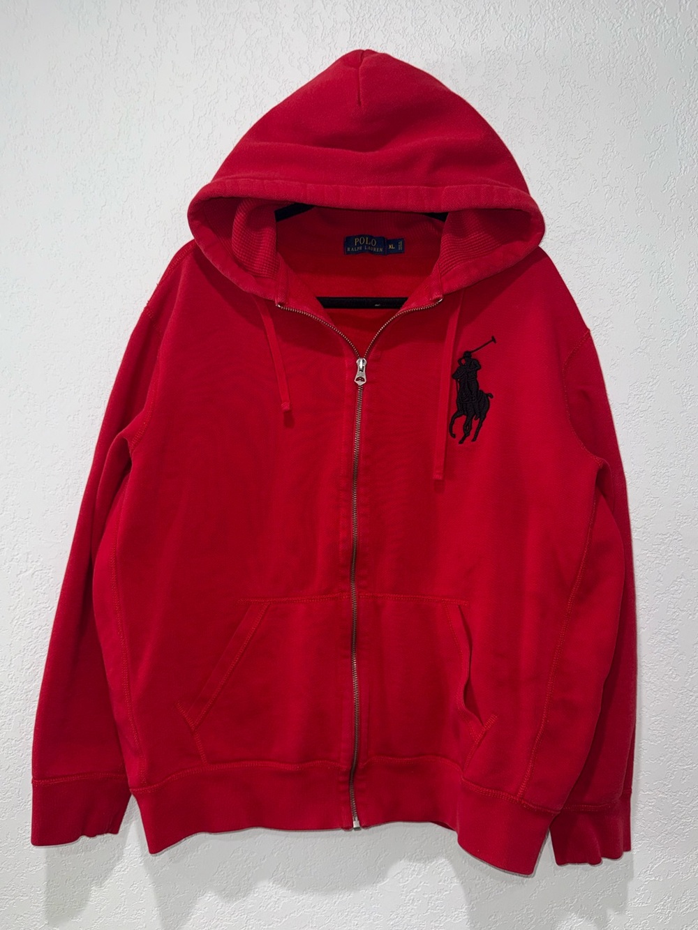 Polo by Ralph Lauren Red Full-Zip Hooded Sweatshirt with Embroidered Logo